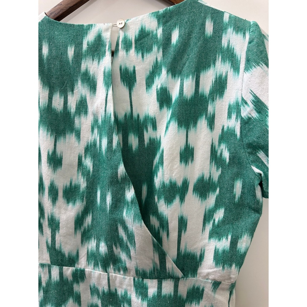 Vineyard Vines Green White Ikat Print Fit & Flare Short Sleeve Dress Size 10 - Picture 10 of 13